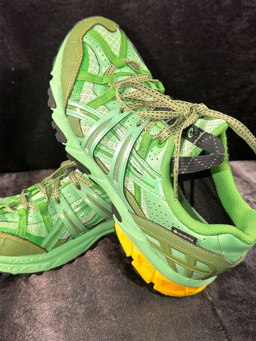 Asics Women's Green Trail Running Shoes with Yellow Heel
